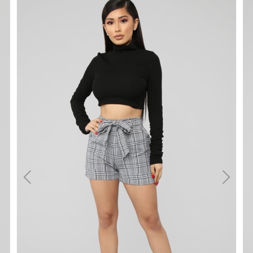 High-Rise Plaid Tie Waist Shorts